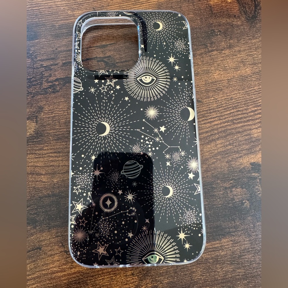 Black and Gold Starry Night Phone Case Celestial iPhone 15 Pro Max MagSafe